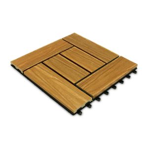 Piso exterior modular, con superficie antideslizante tipo madera café de 30 x 30 cm C/U. - K PRO