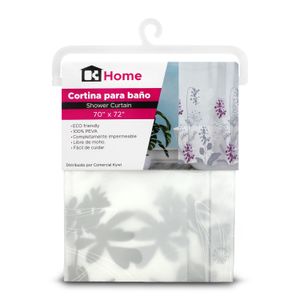 Cortina de baño semi transparente con diseño perfilado de HOJAS BLANCAS. - K HOME