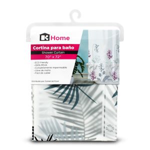 Cortina de baño semi transparente con diseño de HOJAS DE PALMA. - K HOME