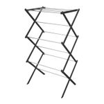 Tendedero-extensible-de-3-niveles-pequeño-con-estructura-de-acero-y-aluminio.-Ideal-para-prendas-medianas-y-pequeñas.-Negro-con-plateado-K-HOME