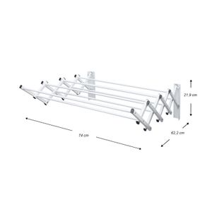 Tendedero extensible de acero reforzado para instalación a pared. - K HOME