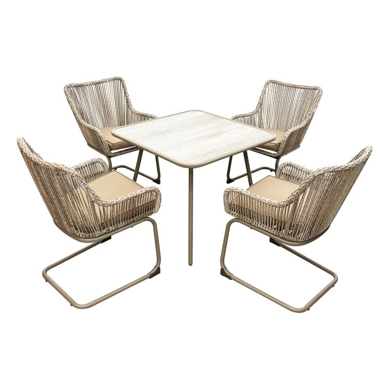  Juego de mesa y silla para exteriores, mesa moderna minimalista  de acero al carbono con 2 sillas, muebles de jardín para patio (color  blanco, tamaño: 23.6 x 23.6 x 28.7 in) 