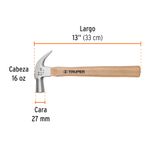 Martillo-cabeza-conica-27-mm-uña-curva-mango-madera