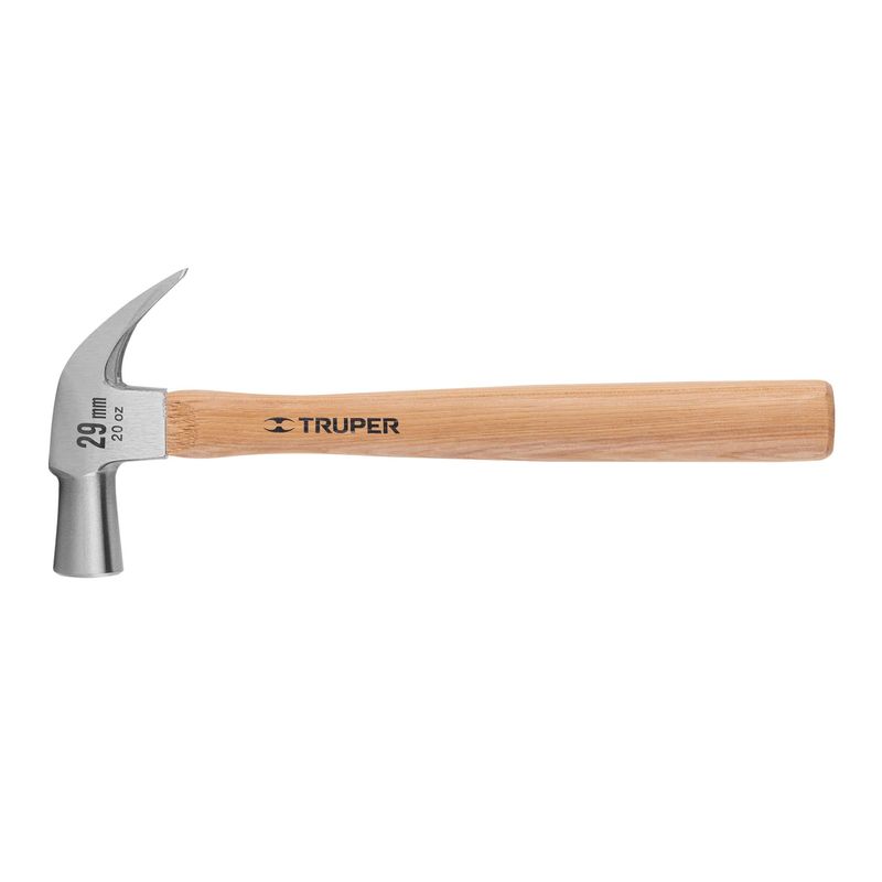 Martillo-cabeza-conica-29-mm-uña-curva-mango-madera