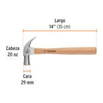 Martillo-cabeza-conica-29-mm-uña-curva-mango-madera