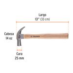 Martillo-cabeza-conica-25-mm-uña-curva-mango-madera
