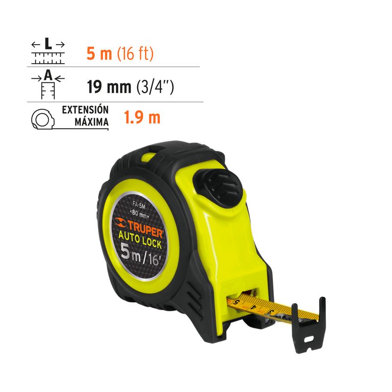 Flexometro-Auto-Lock-contra-impactos-5-m-cinta-19-mm
