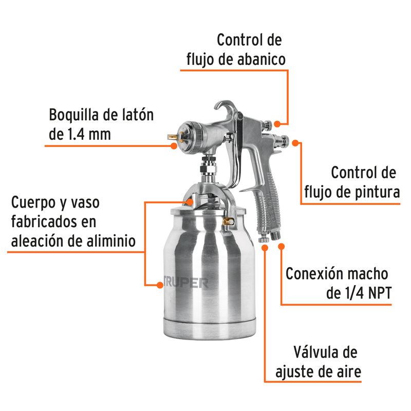 Pistola-para-pintar-succion-HVLP-vaso-aluminio-1.4-mm
