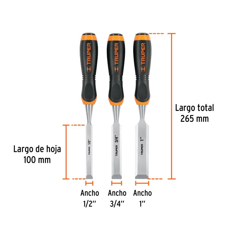 Juego-de-3-formones-mango-Comfort-Grip