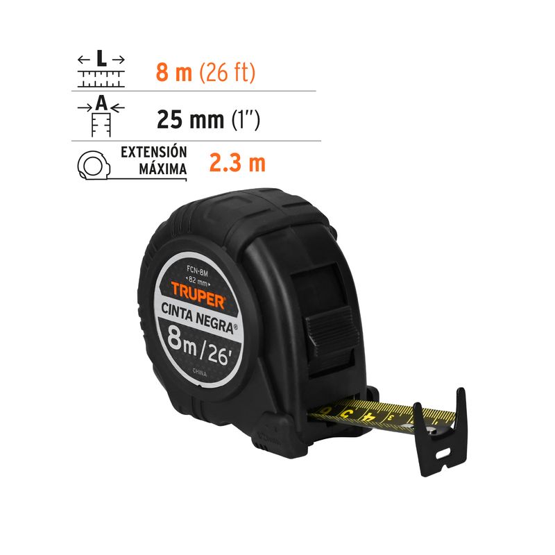 Flexometro-contra-impactos-Cinta-Negra-x-ancha-27-mm-8-m