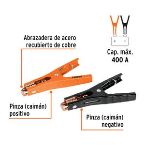Blíster con 2 caimanes para cables pasa corriente - TRUPER