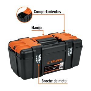 Caja para herramientas 20" con compartimentos, broches metálicos
- TRUPER