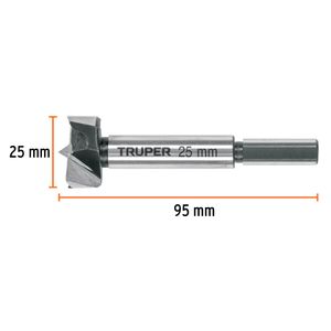 Broca forstner 25 mm para madera - TRUPER