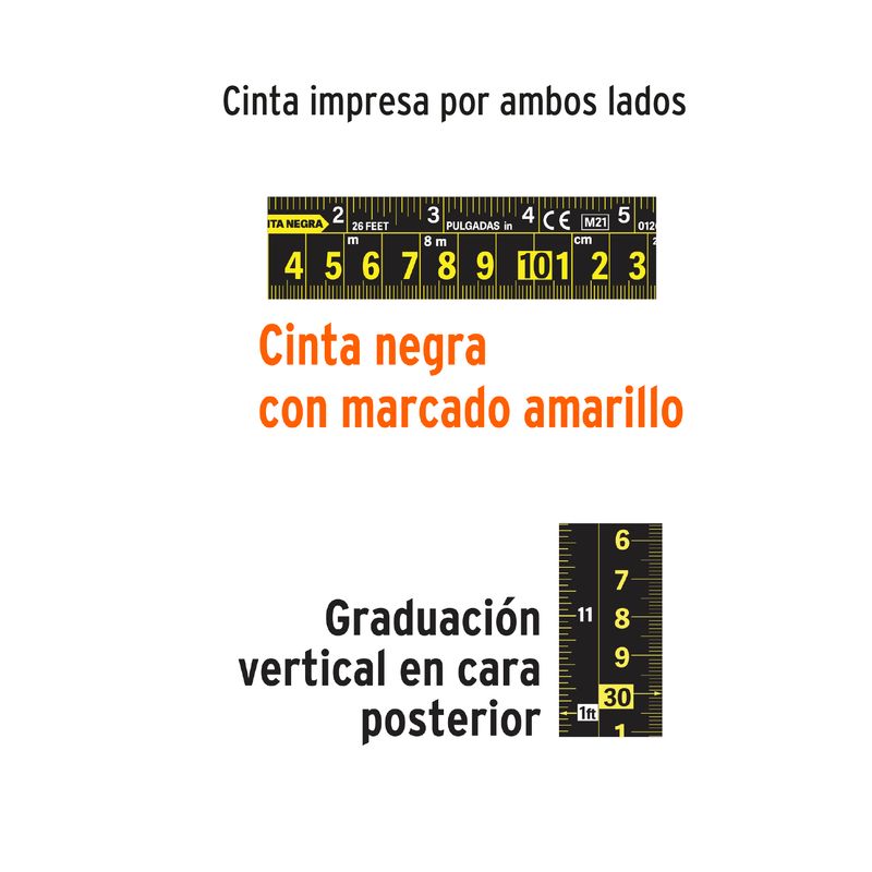 Flexómetro Gripper contra impacto 5 m cinta 19 mm