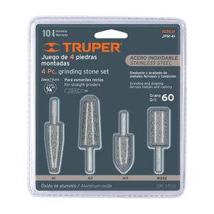 Juego de 4 piedras montadas zanco 1/4", acero inoxidable - TRUPER