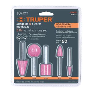Juego de 5 piedras montadas zanco 1/4" y 1/8",uso general - TRUPER