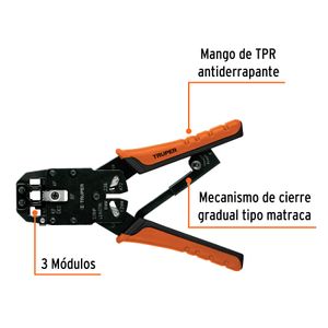 Pinza ponchadora, 3 módulos - TRUPER