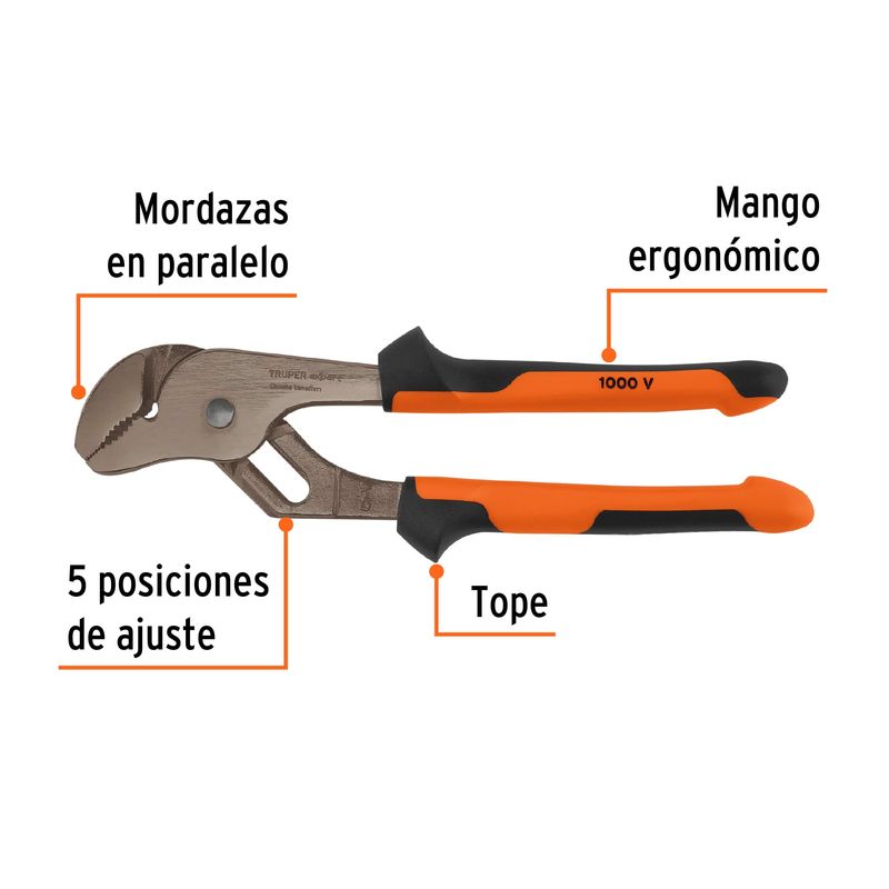 Alicate de corte diagonal de 7, 1,000V. mango confort grip, Truper