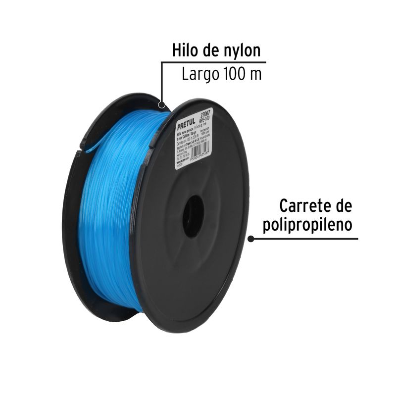 Hilo Nylon Pesca 0.80 mm. x 100 m., hilo de pescar