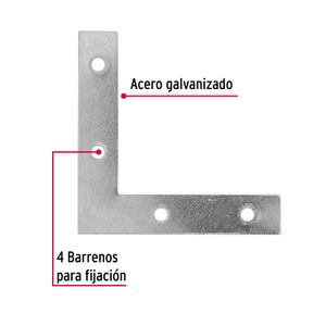 Bolsa con 24 escuadras planas cantoneras 3" x 3" - TRUPER