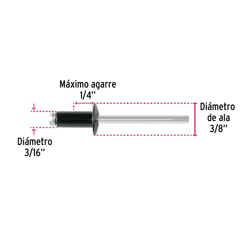 Bolsa-con-50-remaches-3-16-x1-4--negros-de-aluminio-ala-3-8-