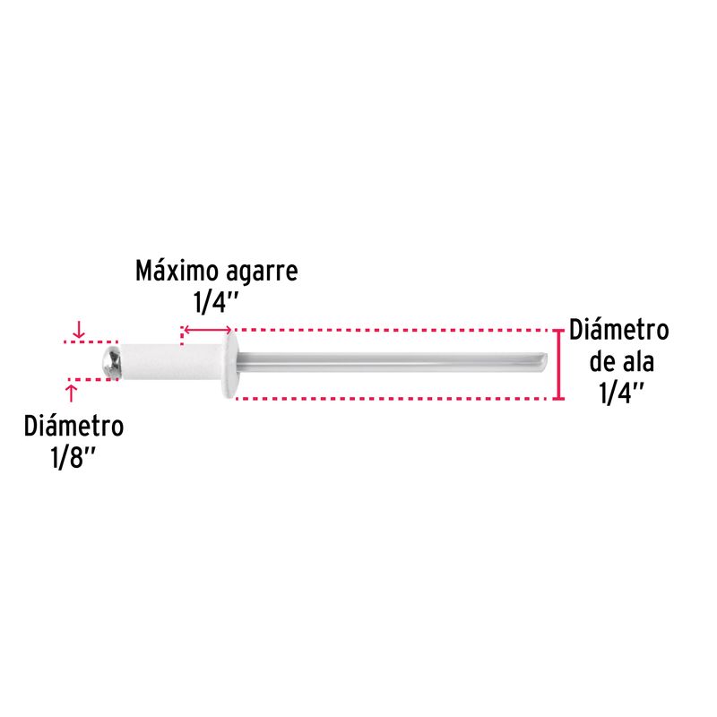 Bolsa-con-50-remaches-1-8-x1-4--blancos-de-aluminio-ala-1-4-