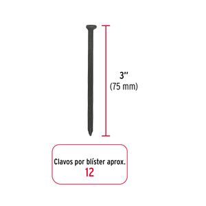 Blíster con 12 clavos negros para concreto 3" - TRUPER
