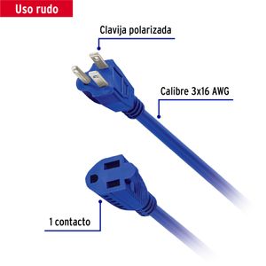 Extensión de uso rudo aterrizada 10 m calibre 16 - TRUPER