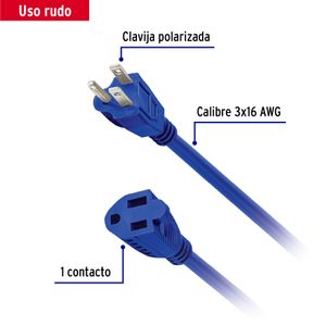Extensión de uso rudo aterrizada 6 m calibre 16 - TRUPER