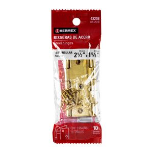 Bolsa con 2 bisagras rectangulares 2-1/2", acero latonado - TRUPER