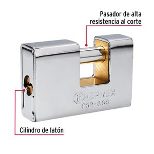 Candado antipalanca, 80mm, blindado, llave puntos - HERMEX