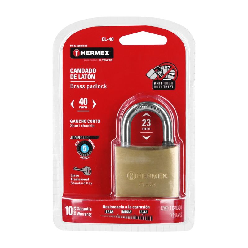 Candado-de-laton-40-mm-gancho-corto-en-blister