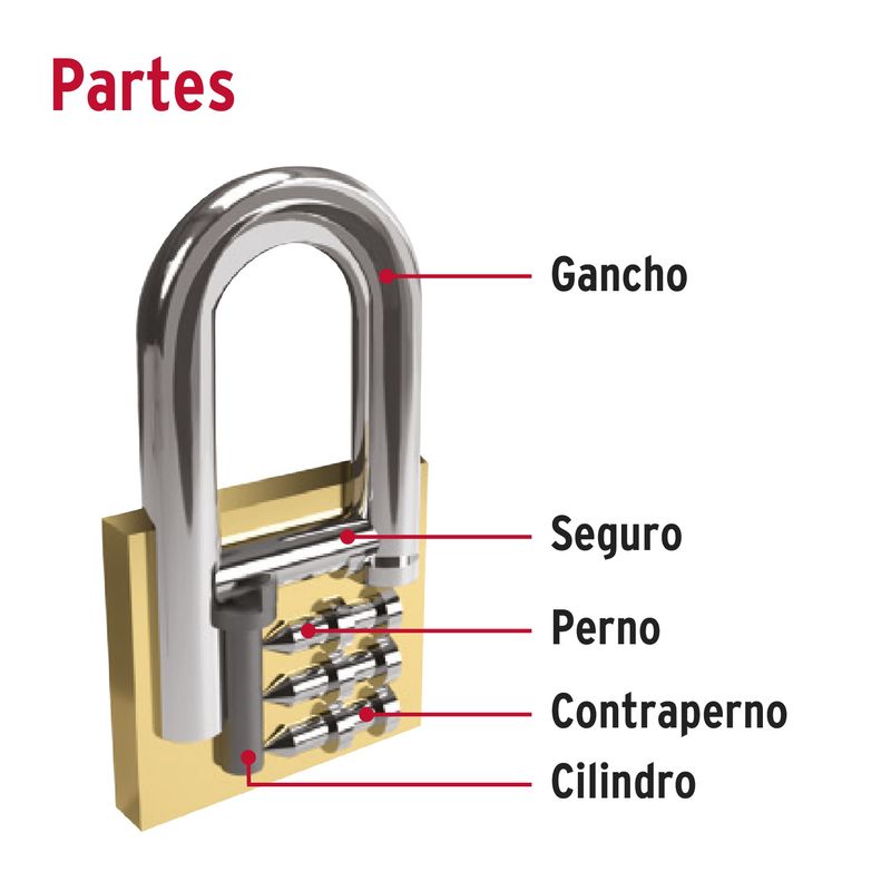 Candado de acero, máxima seguridad, 60mm, llave anti-ganzúa