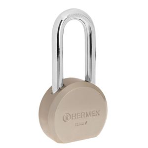 Candado redondo, 65mm, gancho largo, llave tetra, blister - HERMEX