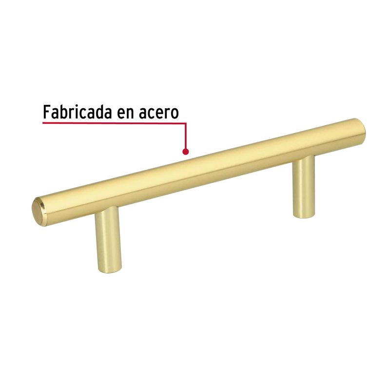 Jaladera-de-acero-96-mm-estilo--Cilindro--laton-brillante