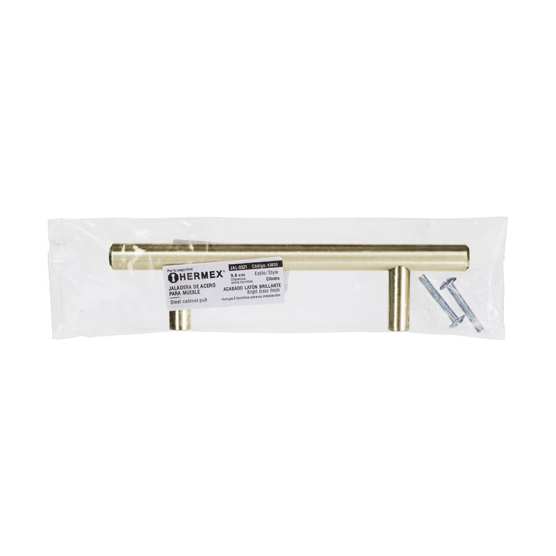 Jaladera-de-acero-96-mm-estilo--Cilindro--laton-brillante