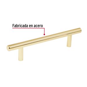 Jaladera de acero, 128 mm estilo "Cilindro", latón brillante - HERMEX