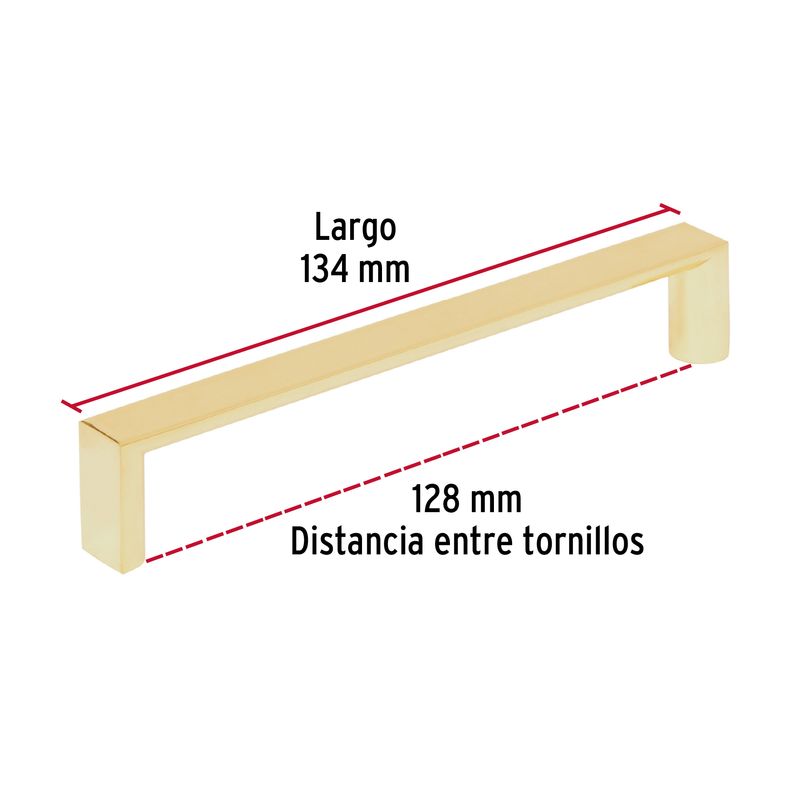 Jaladera-metalica-de-128-mm-estilo--Andamio--laton-brillante