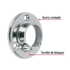 Brida cromada para tubo redondo de clóset - TRUPER