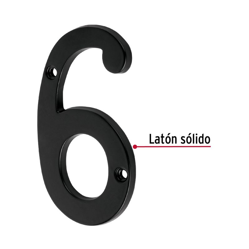 Numero-6-de-laton-solido-4--negro