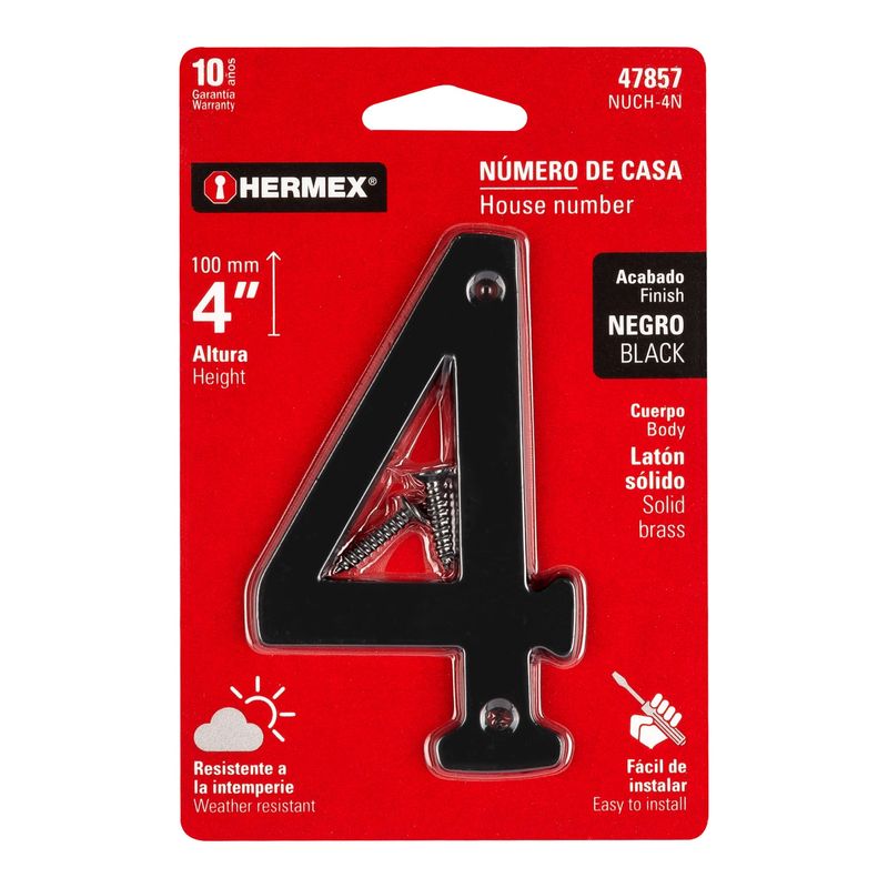 Numero-4-de-laton-solido-4--negro