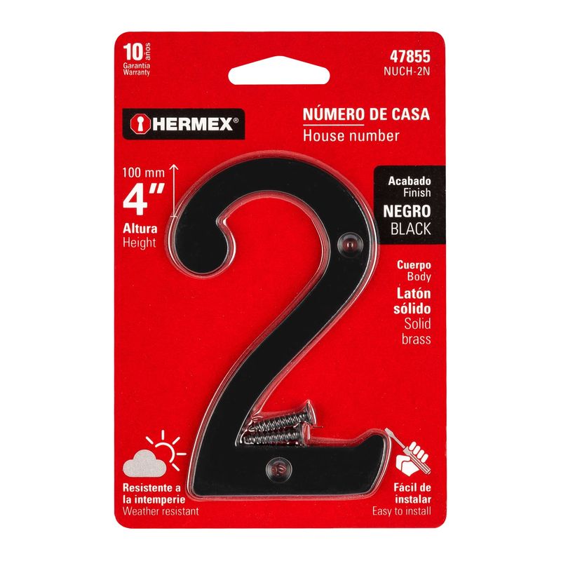 Numero-2-de-laton-solido-4--negro