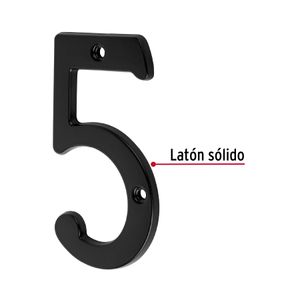 Número 5 de latón sólido 4", negro - TRUPER