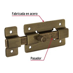 Pasador de barra plana 3", latón antiguo - TRUPER
