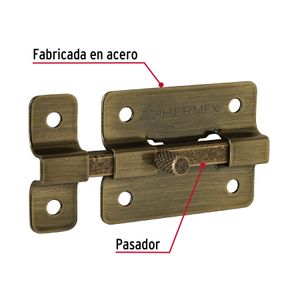 Pasador de barra plana 2", latón antiguo - TRUPER