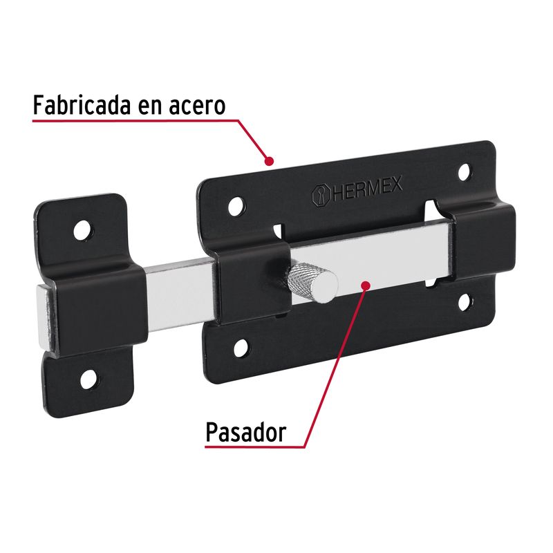 PASADOR DE BARRA PLANA 10.8 X 4.4 CM PLATA