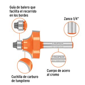 Broca router, con moldura, 1-1/8",balero - TRUPER
