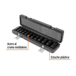 Juego de 12 dados largos cuadro 1/2" de impacto 6 puntas std - TRUPER