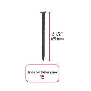 Blíster con 15 clavos negros para concreto 2-1/2" - TRUPER