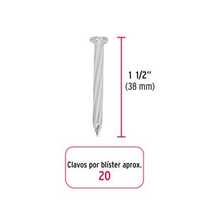 Blíster con 20 clavos galvanizados p/concreto 1-1/2" - TRUPER